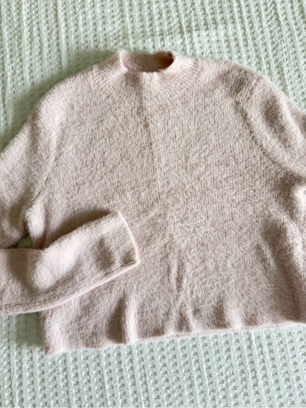 Kendall & Kylie Pink Fuzzy Mock Neck Sweater
